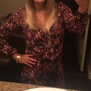 Long Sleeve Patterned Romper